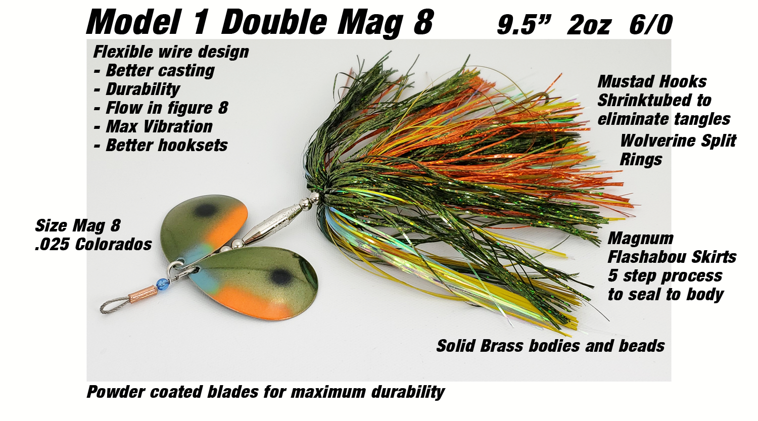 Model 1 Double 8 : Muskie Metal Lures Flexible Bucktails, Worlds